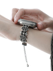 1ST XULIE Jewelry "Irises" Vintage Fleur-de-lis Cross Watch Band in Antique Silver Finish - Side View