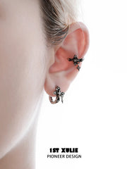 1ST XULIE "Irises" Vintage Fleur-de-lis Ear Cuffs in Platinum Plate - Lifestyle Shot