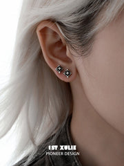 1ST XULIE "Irises" Vintage Fleur-de-Lis Stud Earrings in 925 Sterling Silver - Lifestyle Shot