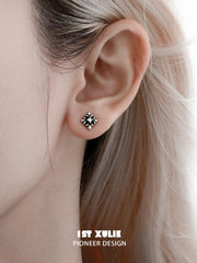 1ST XULIE "Irises" Vintage Fleur-de-Lis Stud Earrings in 925 Sterling Silver - Side View