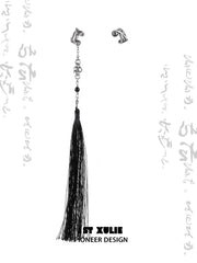 1ST XULIE "MONOLOGUES" Vintage Flowing Tassel Ear Cuffs in Platinum Plated - Lifestyle Shot