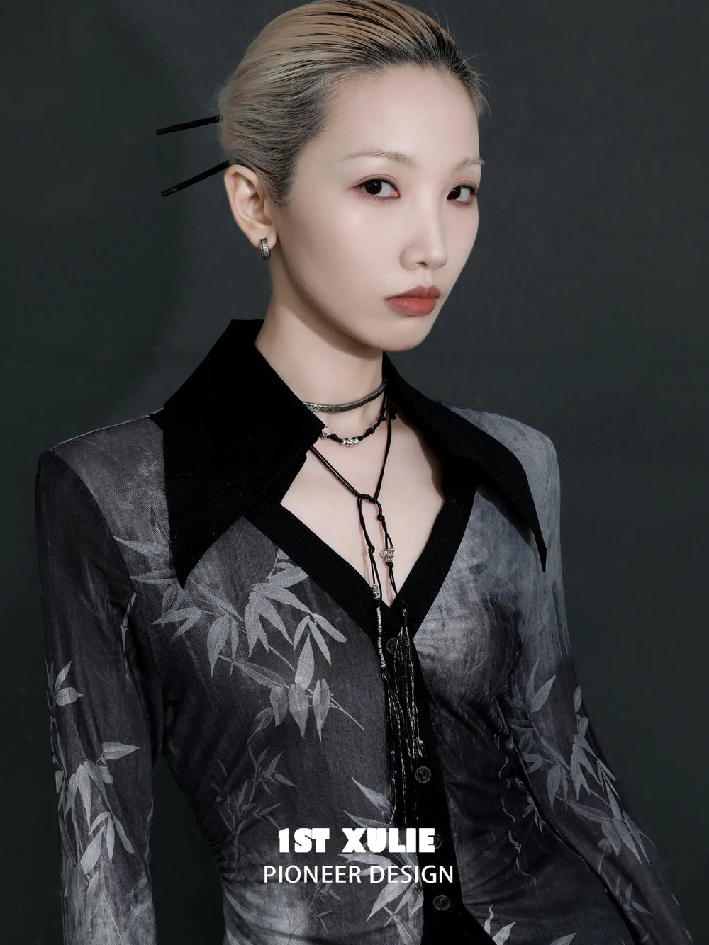 1ST XULIE "MONOLOGUES" Vintage Flowing Tassel Ear Cuffs in Platinum Plated - Product View