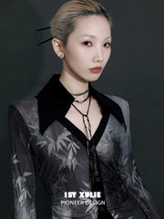 1ST XULIE "MONOLOGUES" Vintage Flowing Tassel Ear Cuffs in Platinum Plated - Product View