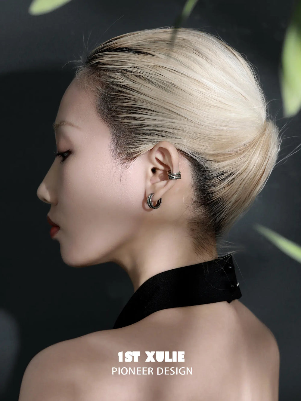 1ST XULIE "MONOLOGUES" Vintage Flowing Tassel Ear Cuffs in Platinum Plated - Side View