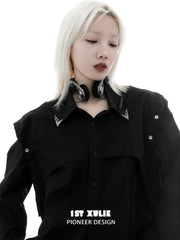 1ST XULIE "Irises" Vintage Iris Brooches in Oxidized Silver Plate - Angled Product View