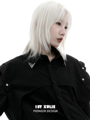 1ST XULIE "Irises" Vintage Iris Brooches in Oxidized Silver Plate - Lifestyle Shot