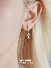 1ST XULIE Jewelry "Bastet" Vintage Iris Drop Earrings in 18K Gold Plated - Front Angle