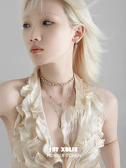 1ST XULIE Jewelry "Bastet" Vintage Iris Drop Earrings in 18K Gold Plated - Alternate Angle