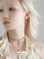 1ST XULIE Jewelry "Bastet" Vintage Iris Drop Earrings in 18K Gold Plated - Side View