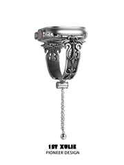 1ST XULIE "Irises" Vintage Iris Fleur-de-Lis Watch Band in Antiqued Silver Plate - Packaging View