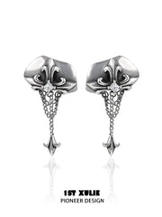 1ST XULIE "Irises" Vintage Iris Flower Stud Earrings with Antiqued Finish - Product View