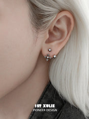 1ST XULIE Jewelry "Irises" Vintage Iris Flower Stud Earrings in Platinum Plated - Product View