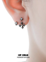 1ST XULIE Jewelry "Irises" Vintage Iris Flower Stud Earrings in Platinum Plated - Packaging View