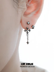 1ST XULIE Jewelry "Irises" Vintage Iris Flower Stud Earrings in Platinum Plated - Side View