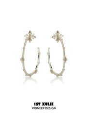 1ST XULIE Jewelry "Bastet" Vintage Iris Hoop Earrings - Front Angle View