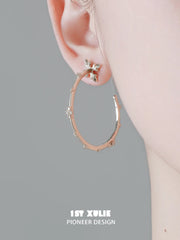 1ST XULIE Jewelry "Bastet" Vintage Iris Hoop Earrings - Alternate Angle View