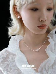 1ST XULIE Jewelry "STARLIGHT LACE" Vintage Lace Bow Pendant Necklace in 925 Sterling Silver - Detail Shot