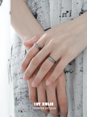 1ST XULIE Jewelry "MONOLOGUES" Vintage Monologue Engraved Ring in 925 Sterling Silver - Product View