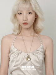 1ST XULIE Jewelry "Lace Rose" Vintage Oval Locket Pendant Necklace in 18K Gold Plated - Inside Angle