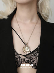 1ST XULIE Jewelry "Lace Rose" Vintage Oval Locket Pendant Necklace in 18K Gold Plated - Product View