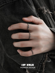 1ST XULIE Jewelry "Irises" Vintage Oxidized Iris Ring (Style A) in 925 Sterling Silver - Detail Shot