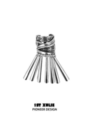 1ST XULIE Jewelry "MONOLOGUES" Vintage Sculptural Ponytail Hair Clip in Platinum Plated - Back View