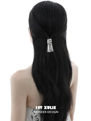 1ST XULIE Jewelry "MONOLOGUES" Vintage Sculptural Ponytail Hair Clip in Platinum Plated - Side View