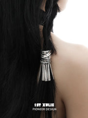 1ST XULIE Jewelry "MONOLOGUES" Vintage Sculptural Ponytail Hair Clip in Platinum Plated - Texture Detail