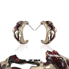 1ST XULIE "Sinfulness" Vintage Textured Chunky Hoop Earrings in 18K Gold Plated - Product View