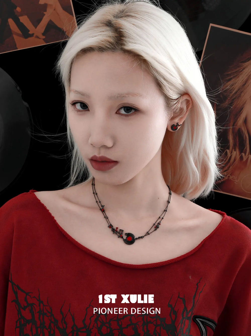 1ST XULIE Jewelry "VINYL" Vinyl Record Pendant Necklace in Platinum Plated - Lifestyle Shot