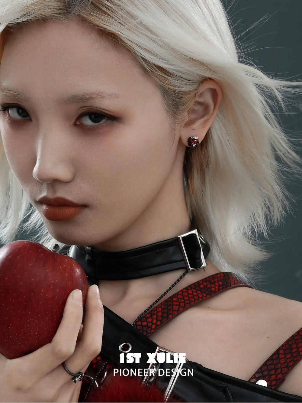 1ST XULIE "Forbidden Love" Viper's Apple Statement Chain Dangle Earrings in 18K Black Gold Plated - Packaging View