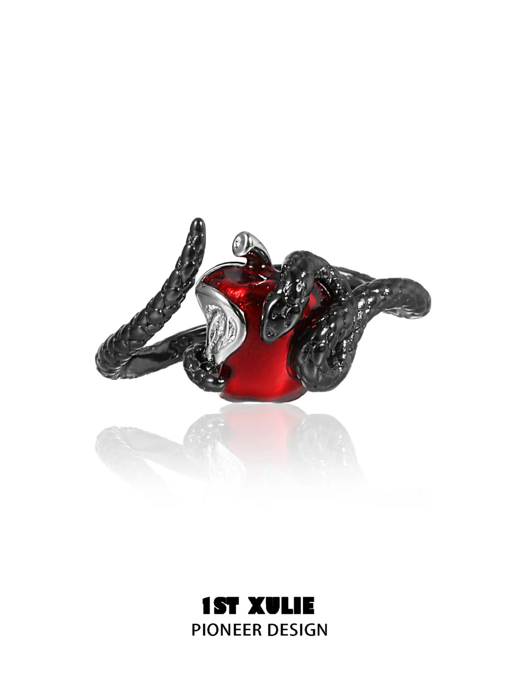 1ST XULIE "Forbidden Love" Viper's Apple Snake Ring in 925 Sterling Silver - Product View