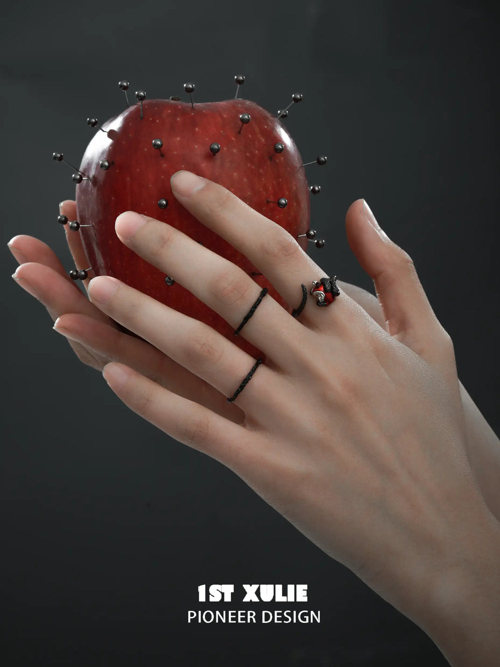 1ST XULIE "Forbidden Love" Viper's Apple Snake Ring in 925 Sterling Silver - On Model