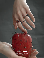 1ST XULIE "Forbidden Love" Viper's Apple Snake Ring in 925 Sterling Silver - On Model Close-up