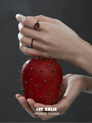 1ST XULIE "Forbidden Love" Viper's Apple Snake Ring in 925 Sterling Silver - Side View