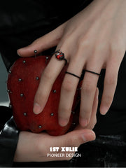 1ST XULIE "Forbidden Love" Viper's Apple Snake Ring in 925 Sterling Silver - Texture Detail