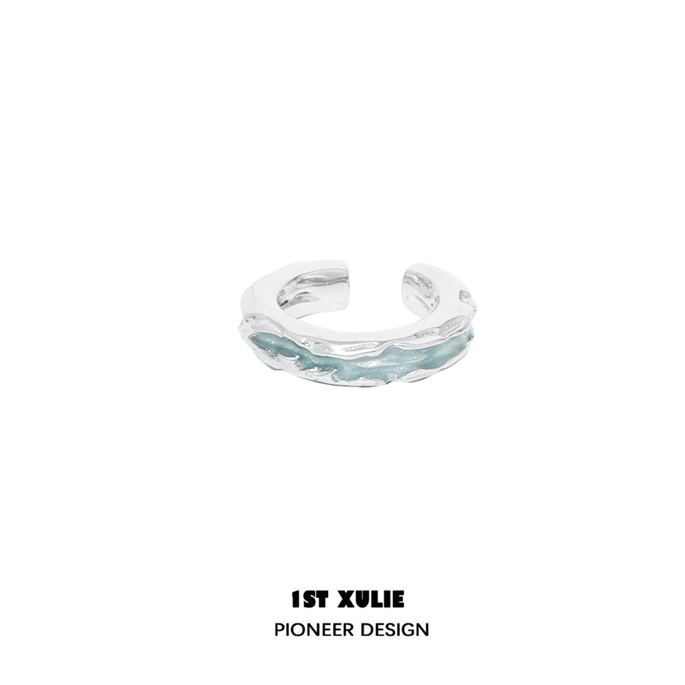 1ST XULIE "THE SEA" Wave Statement C-Hoop Earrings in Platinum Plated - Lifestyle Shot