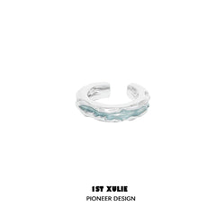 1ST XULIE "THE SEA" Wave Statement C-Hoop Earrings in Platinum Plated - Lifestyle Shot