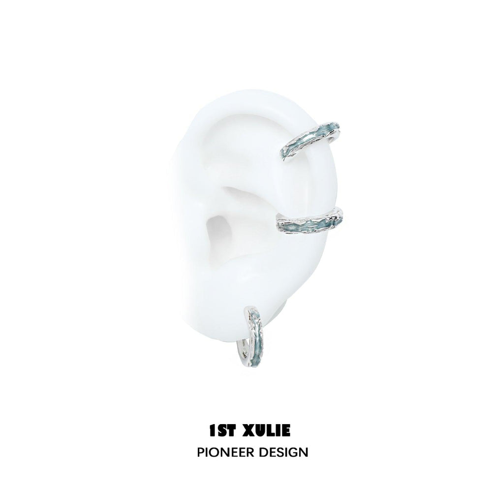 1ST XULIE "THE SEA" Wave Statement C-Hoop Earrings in Platinum Plated - Product View