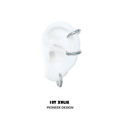 1ST XULIE "THE SEA" Wave Statement C-Hoop Earrings in Platinum Plated - Product View