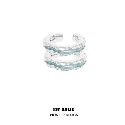 1ST XULIE "THE SEA" Wave Statement C-Hoop Earrings in Platinum Plated - Packaging View