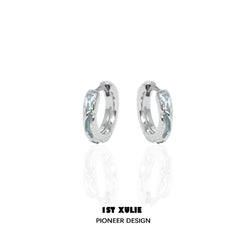1ST XULIE "THE SEA" Wave Statement C-Hoop Earrings in Platinum Plated - Side View