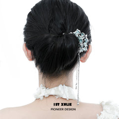 1ST XULIE "The Sea" Wave Statement Hairpin in Platinum Plated - Product View