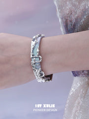 1ST XULIE "ATLANTIS" Whale & Pearl Layered Bracelet Set in Platinum Plated Brass - Full Product View