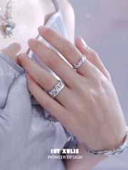 1ST XULIE "ATLANTIS" Whimsical Adjustable Open Whale Ring in 925 Sterling Silver - Lifestyle Shot