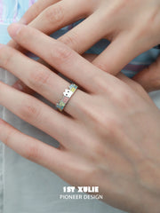 1ST XULIE "Ghosts" Whimsical Black Cat Open Ring in 925 Sterling Silver - On Model Close Up