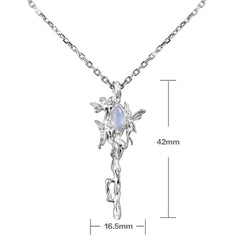 1ST XULIE "Blue Sky" Whimsical Genie Key Opal Necklace in 925 Sterling Silver - Side View