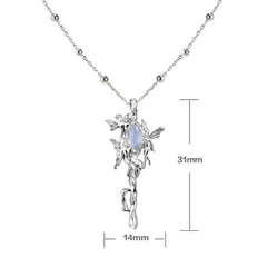 1ST XULIE "Blue Sky" Whimsical Genie Key Opal Necklace in 925 Sterling Silver - Full View