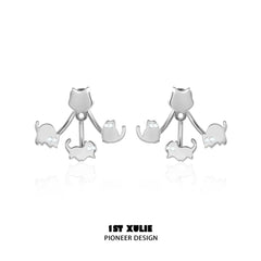 1ST XULIE "Ghosts" Whimsical Halloween Black Cat Studs in Platinum & Black Plated - Packaging View