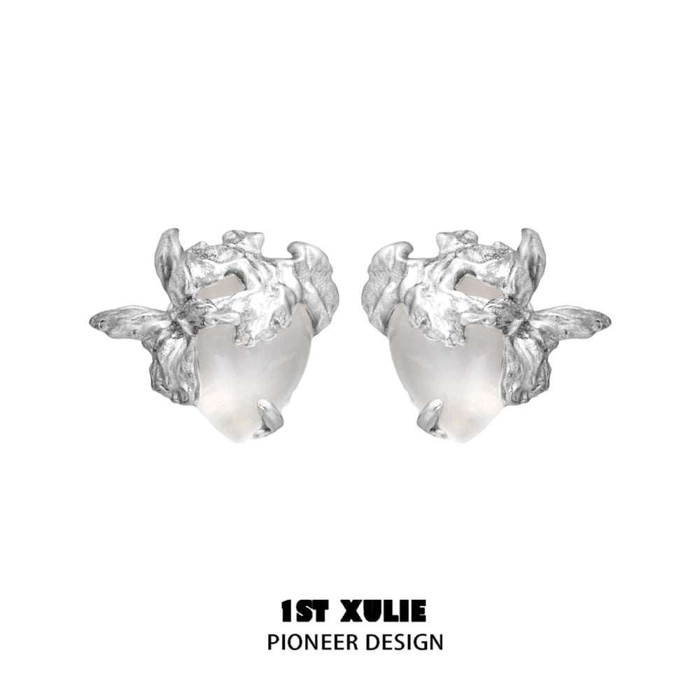 1ST XULIE "Whiterfly" Dainty White Agate Butterfly Stud Earrings in 925 Sterling Silver - Packaging View